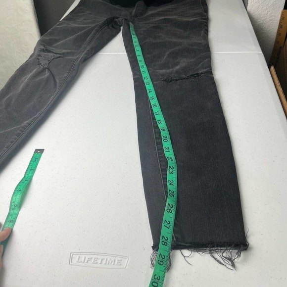 Madewell Over the Belly Distressed Raw Hem Black Sea Skinny Maternity Jean sz 30 - Picture 13 of 15